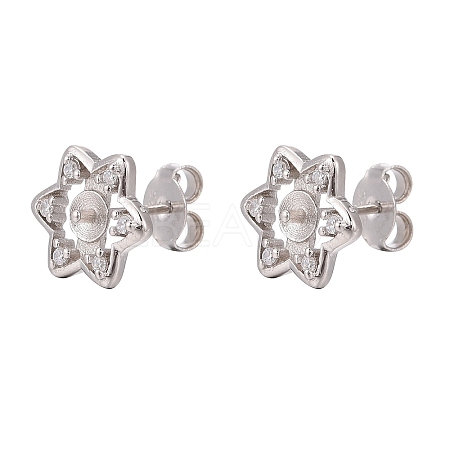 Rhodium Plated 925 Sterling Silver Stud Earring Findings STER-N0004-006-1
