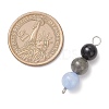 Dyed Natural Malaysia Jade & Black Onyx(Dyed & Heated) & Amethyst & Labradorite & Rose Quartz Round Beaded Connector Charms PALLOY-JF04052-01-2