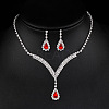 Alloy Rhinestone Pendant Necklaces & Earrings Sets for Women WGE8301-08-1