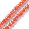 Electroplate Opaque Solid Color Glass Beads Strands GLAA-E036-11-M-2