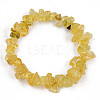 Unisex Chip Natural Citrine(Dyed & Heated) Beaded Stretch Bracelets BJEW-S143-31-2