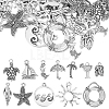 72Pcs 12 Style Beach Theme Tibetan Style Alloy Pendants FIND-SC0003-10-1