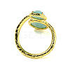 Round Natural Gemstone Open Cuff Rings RJEW-C087-02G-4