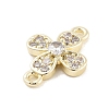 Brass Pave Clear Cubic Zirconia Flower Links Connector Charms LS-KK-Z061-02G-02-2