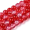 Transparent Crackle Baking Paint Glass Beads Strands DGLA-T003-01B-08-1