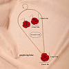 Rose Iron & Plastic Pendant Necklaces & Dangle Earrings Sets for Women FS-WGD8499-01-5