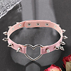 Adjustable Adjustable Gothic PU Leather Alloy Spike Rivet Heart Choker Necklaces for Women NJEW-WH20816-006P-D-3