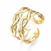 304 Stainless Steel Twist Wrap Open Cuff Ring RJEW-T023-06G-3