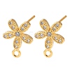 Brass Rhinestone Stud Earring Findings RB-CBA7264-01G-1