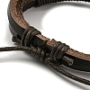 PU Leather & Waxed Cord Triple Layer Multi-strand Bracelet BJEW-F468-05-4