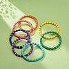 7Pcs 7 Colors Column Polymer Clay Stretch Beaded Bracelets BJEW-JB08764-6