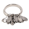 304 Stainless Steel Hammered Disc Tassel Finger Rings WGA14CA-02-1