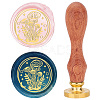 Brass Wax Seal Stamp with Wood Handle AJEW-WH0412-0009-1