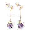 Rough Natural Amethyst Dangle Stud Earrings EJEW-P145-01G-5