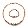 Natural Agate Round Beads Bracelets & Necklaces Sets SJEW-L132-22-1