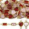 40Pcs 4 Colors Brass Pave K9 Glass Connector Charms KK-FS0002-07-1