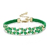 Glass Braided Flower Link Bracelet for Women BJEW-TA00130-01-1