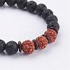 Lava Rock Beaded Stretch Bracelets BJEW-P162-01B-2