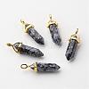 Natural Snowflake Obsidian Pointed Pendants G-G902-A05-2