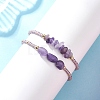 2Pcs Natural Amethyst & Glass Seed Beads Braided Bead Bracelets for Women BJEW-MZ00247-04-3