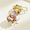 Plastic 3D Flower Hoop Earrings with Cubic Zirconia XJ8294-2-3