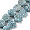 Electroplated Natural Druzy Agate Beads Strands G-M433-01I-1