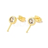 Brass Micro Pave Cubic Zirconia Studs Earrings Findings EJEW-H128-02G-1