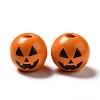 Halloween Theme Printed Natural Wooden Beads X-WOOD-L020-C04-2