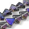 Half Rainbow Plated Electroplate Transparent Glass Beads Strands EGLA-G037-08A-HR02-1