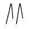 Brass Pave Jet Rhinestone Chain with Rhombus Big Pendants KK-N216-422-02LG-2