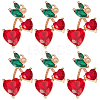 8Pcs Brass Dark Red & Green Cubic Zirconia Pendants ZIRC-BBC0001-98-1