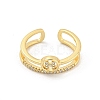 Ring with Letter H Pattern Brass Micro Pave Clear Cubic Zirconia Open Cuff Rings RJEW-G309-21G-2