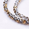 Half Plated Faceted Rondelle Electroplate Glass Beads Strands X-EGLA-D020-3x2mm-14-3