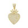 Heart Rack Plating Brass Micro Pave Cubic Zirconia Pendants KK-Z074-56G-1