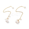 Round Natural Pearl Stud Earrings for Women EJEW-E303-04G-1