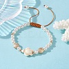 Adjustable Synthetic Turquoise & ABS Plastic Pearl Braided Bead Bracelet BJEW-JB10101-01-2