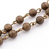 Brass Textured Beads Handmade Chains X-AJEW-JB00139-02-1