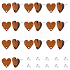 SUPERFINDINGS 20Pcs Heart Shape Wood Stud Earring Finding FIND-FH0008-48-1