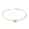 Rack Plating Brass Micro Pave Clear Cubic Zirconia Letter Open Cuff Bangles BJEW-A018-01G-M-2