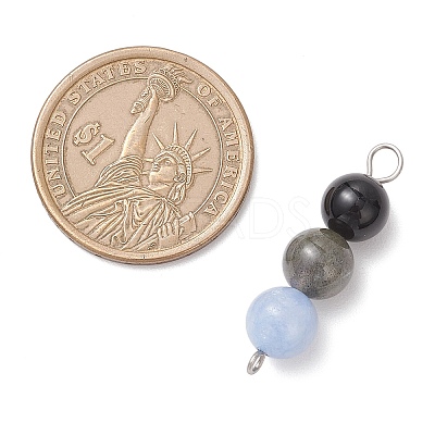 Dyed Natural Malaysia Jade & Black Onyx(Dyed & Heated) & Amethyst & Labradorite & Rose Quartz Round Beaded Connector Charms PALLOY-JF04052-01-1