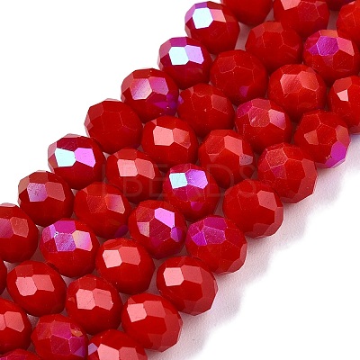 Electroplate Opaque Solid Color Glass Beads Strands EGLA-A044-P6mm-L15-1