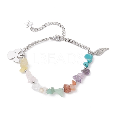 Natural & Synthetic Mixed Gemstone Chip Beaded Bracelets BJEW-JB12532-02-1