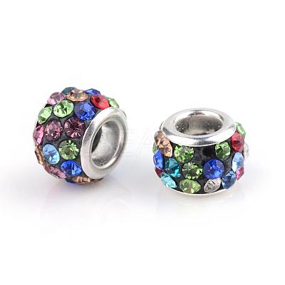 Polymer Clay Rhinestone European Beads CPDL-T001-21-1