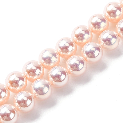 UV Plating Pearlized Glass Pearl Beads Strands GLAA-F128-01A-T09-1