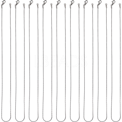 12Pcs 304 Stainless Steel Box Chain Necklaces Set NJEW-SC0001-21-1