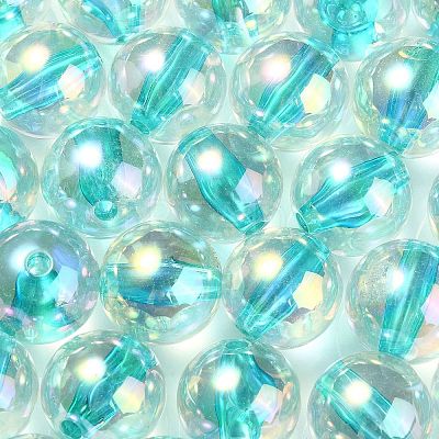 UV Plating Transparent Rainbow Iridescent Acrylic Beads OACR-F004-01F-1