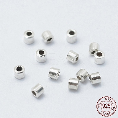Anti-Tarnish Rhodium Plated 925 Sterling Silver Crimp Beads STER-G027-20P-1