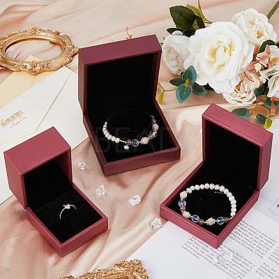 3Pcs 3 Styles PU Leather Jewelry Storage Boxes Sets with Velvet Inside CON-DC0001-05-1