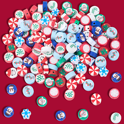 200Pcs 10 Styles Christmas Theme Handmade Polymer Clay Beads CLAY-SC0002-54-1