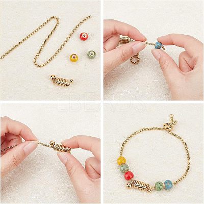 8Pcs 2 Colors 304 Stainless Steel Coil Cord Ends STAS-UN0026-64-1